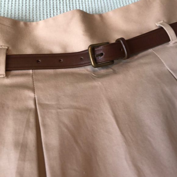 Zara Beige A line Pleated Skirt w/ Belt - Picture 3 of 3